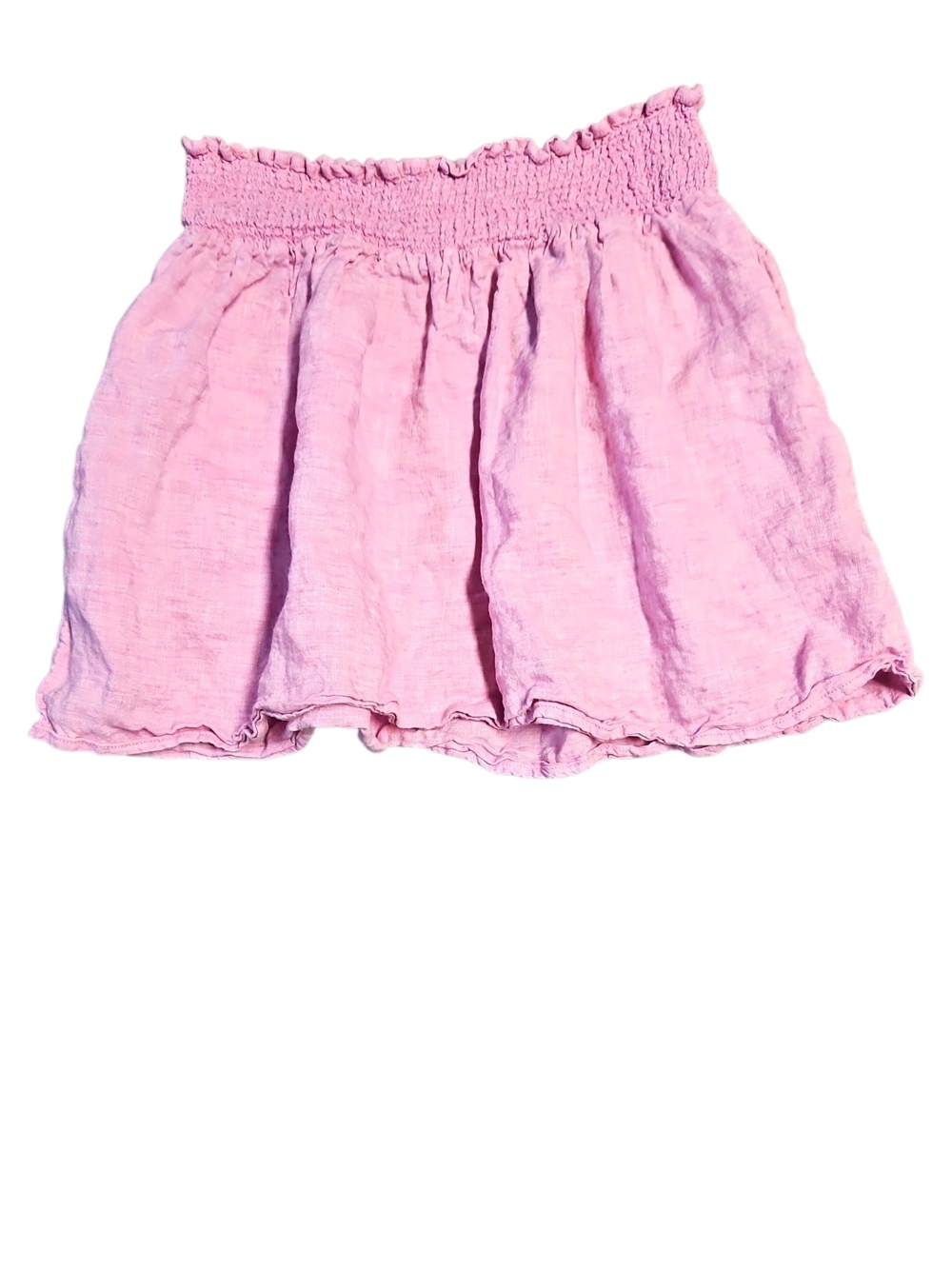 Cynthia Rowley Pink Linen Smocked Waist Mini Skirt Size Large